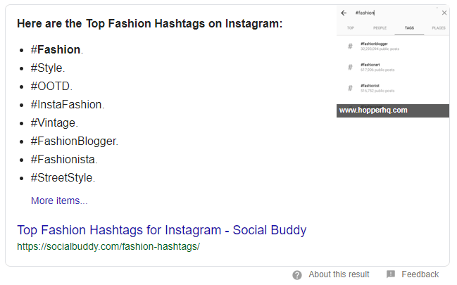 list snippet